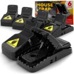 Instant Mouse Mice Traps Pack of 6 – for House, Indoor & Outdoor – Easy Setup & Reusable w/Powerful Spring – Quick & Effective Mousetrap Catcher, Best Traps to Remove Unwanted Rodents from Your Home