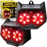Solar Nocturnal Animal Repeller 2 Pack – Upgraded Design w/Motion Activated Eyes Protection – Effective Repellent Device for Coyote, Deer, Fox, Raccoon – Predator Lights for Chicken Coop, Farm, Yard