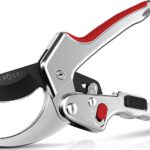 Ratchet Pruning Shears for Gardening Heavy Duty – Increases Cutting Power 3x – Perfect Ratchet Pruners for Weak Hands & Arthritis – 8” Anvil Garden Clippers – Sharp Blade for Effortless Cutting – Red